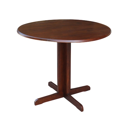 International Concepts Round Dual Drop Leaf Table, 36 in, Espresso, 36 W, 36 L, 30 in H, Wood, Espresso T581-36RP